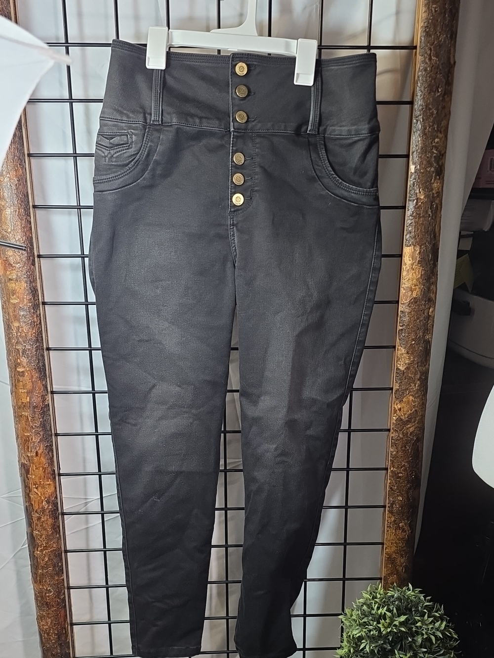 High-Rise Black Button-Front Women’s Jeans
